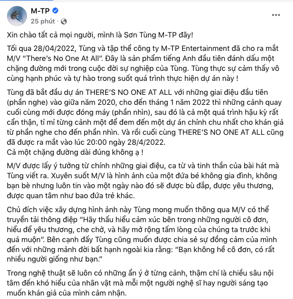 Cục Nghệ thuật Biểu diễn đề nghị dừng lưu hành MV "There's no one at all", Sơn Tùng gỡ bỏ và lên tiếng xin lỗi - Ảnh 2. Cục Nghệ thuật Biểu diễn đề nghị dừng lưu hành MV "There's no one at all", Sơn Tùng gỡ bỏ và lên tiếng xin lỗi - Ảnh 2.