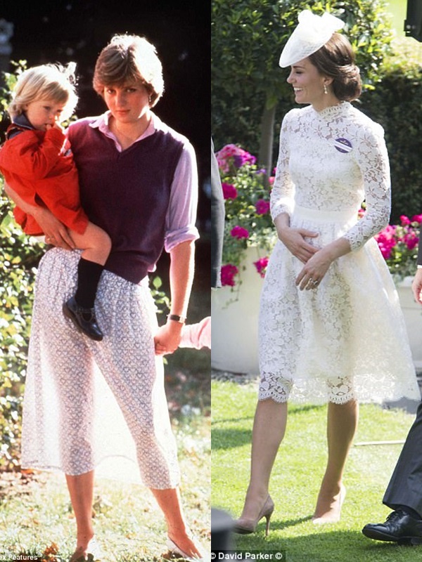 Chỉ với chiếc váy trắng xuyên thấu, Công nương Kate lại được so sánh với mẹ chồng Diana năm nào. - Ảnh 1.
