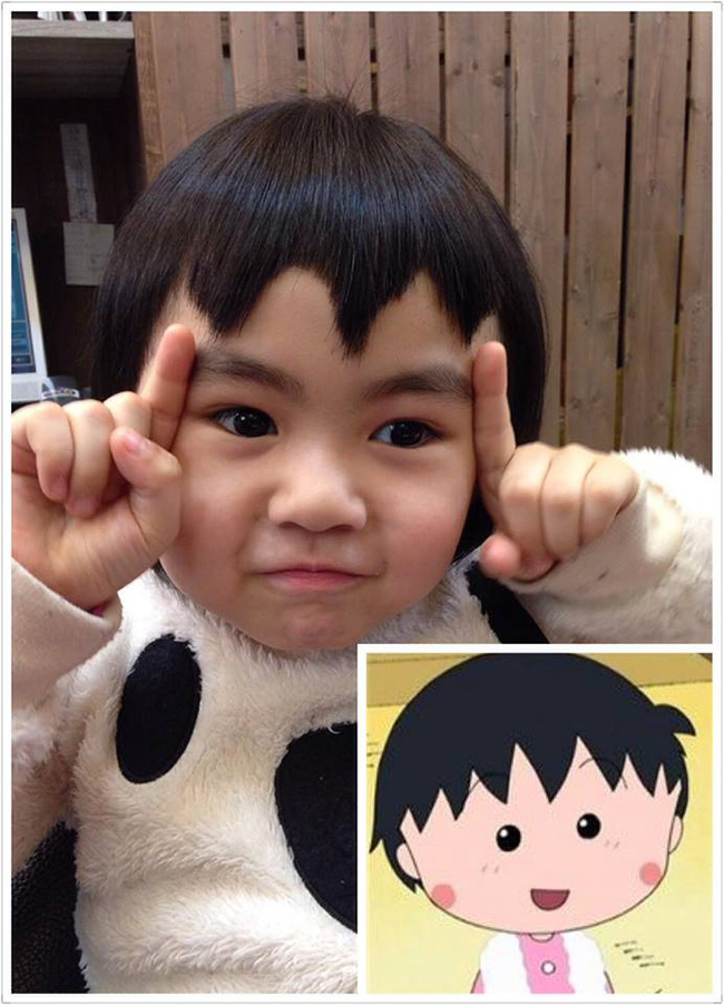 Bị mẹ ngăn cản, cô bé 5 tuổi vẫn kiên quyết cắt tóc răng cưa để giống thần tượng Maruko - Ảnh 1.