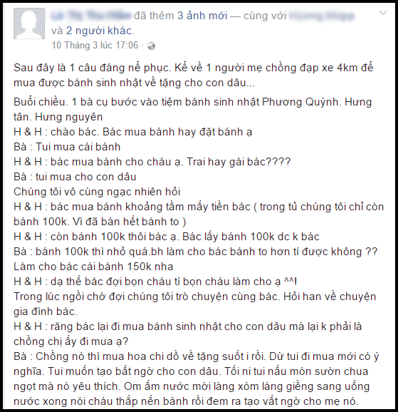 Bà mẹ chồng thế kỷ đạp xe 4 km mua bánh sinh nhật tặng con dâu khiến chị em trầm trồ ngưỡng mộ - Ảnh 1.