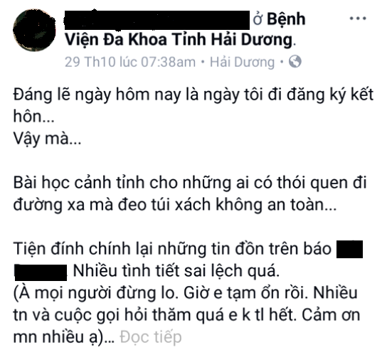 Thiếu nữ Hải Dương kể lại giây phút sinh tử khi bị cướp đâm giữa đường - Ảnh 1. Thiếu nữ Hải Dương kể lại giây phút sinh tử khi bị cướp đâm giữa đường - Ảnh 1.