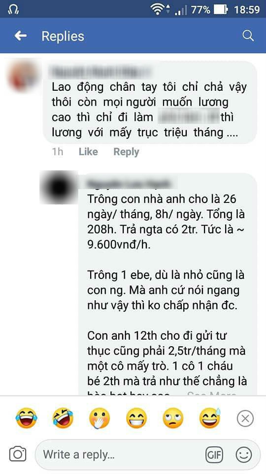 Tuyển người tr&ocirc;ng con 2 th&aacute;ng ng&agrave;y chỉ l&agrave;m 8 tiếng, lương 2 triệu/th&aacute;ng, &ocirc;ng bố H&agrave; Nội bị n&eacute;m đ&aacute; tả tơi - Ảnh 2.