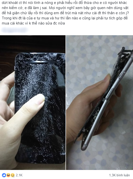 Bạn trai đập nát 2 chiếc điện thoại của người yêu chỉ vì cãi vã, dân mạng kịch liệt khuyên điều này - Ảnh 1. Bạn trai đập nát 2 chiếc điện thoại của người yêu chỉ vì cãi vã, dân mạng kịch liệt khuyên điều này - Ảnh 1.