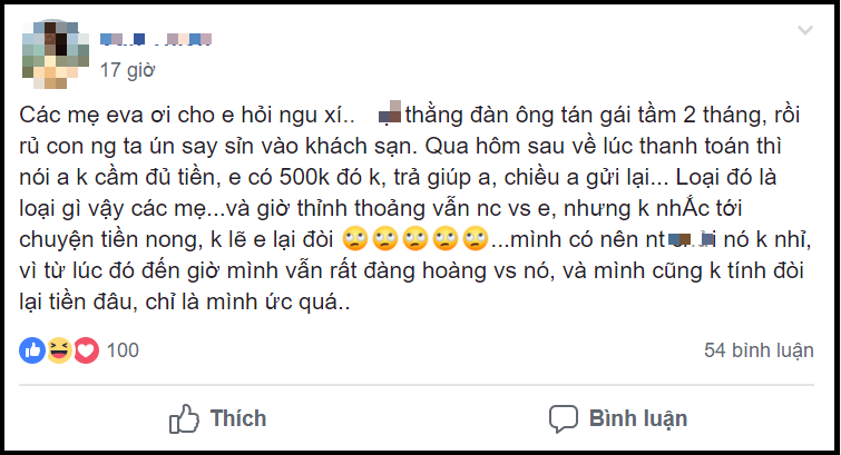 Bị bạn trai quỵt tiền nhà nghỉ, cô gái hỏi có nên đòi hay không, nào ngờ lại bị hội chị em xỉa xói thêm - Ảnh 1. Bị bạn trai quỵt tiền nhà nghỉ, cô gái hỏi có nên đòi hay không, nào ngờ lại bị hội chị em xỉa xói thêm - Ảnh 1.