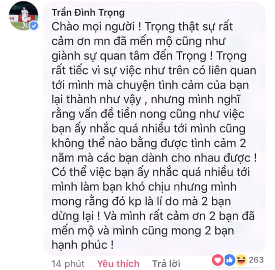 Đ&igrave;nh Trọng b&igrave;nh luận gỡ rối cho cặp đ&ocirc;i su&yacute;t chia tay v&igrave; c&ocirc; g&aacute;i qu&aacute; h&acirc;m mộ Trọng sơ vin - Ảnh 3.