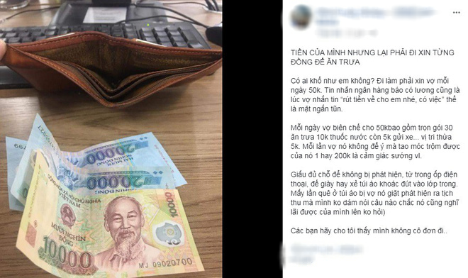 Ông chồng tội nghiệp đi làm có tiền nhưng mỗi ngày vẫn ngửa tay xin vợ 50k ăn trưa và phụ phí - Ảnh 1.