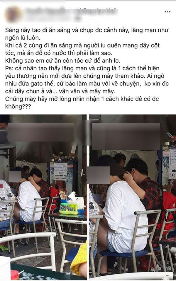 Bức ảnh chàng trai giữ tóc để bạn gái ăn phở cho đỡ nóng khiến hội chị em tranh cãi xôn xao - Ảnh 1.