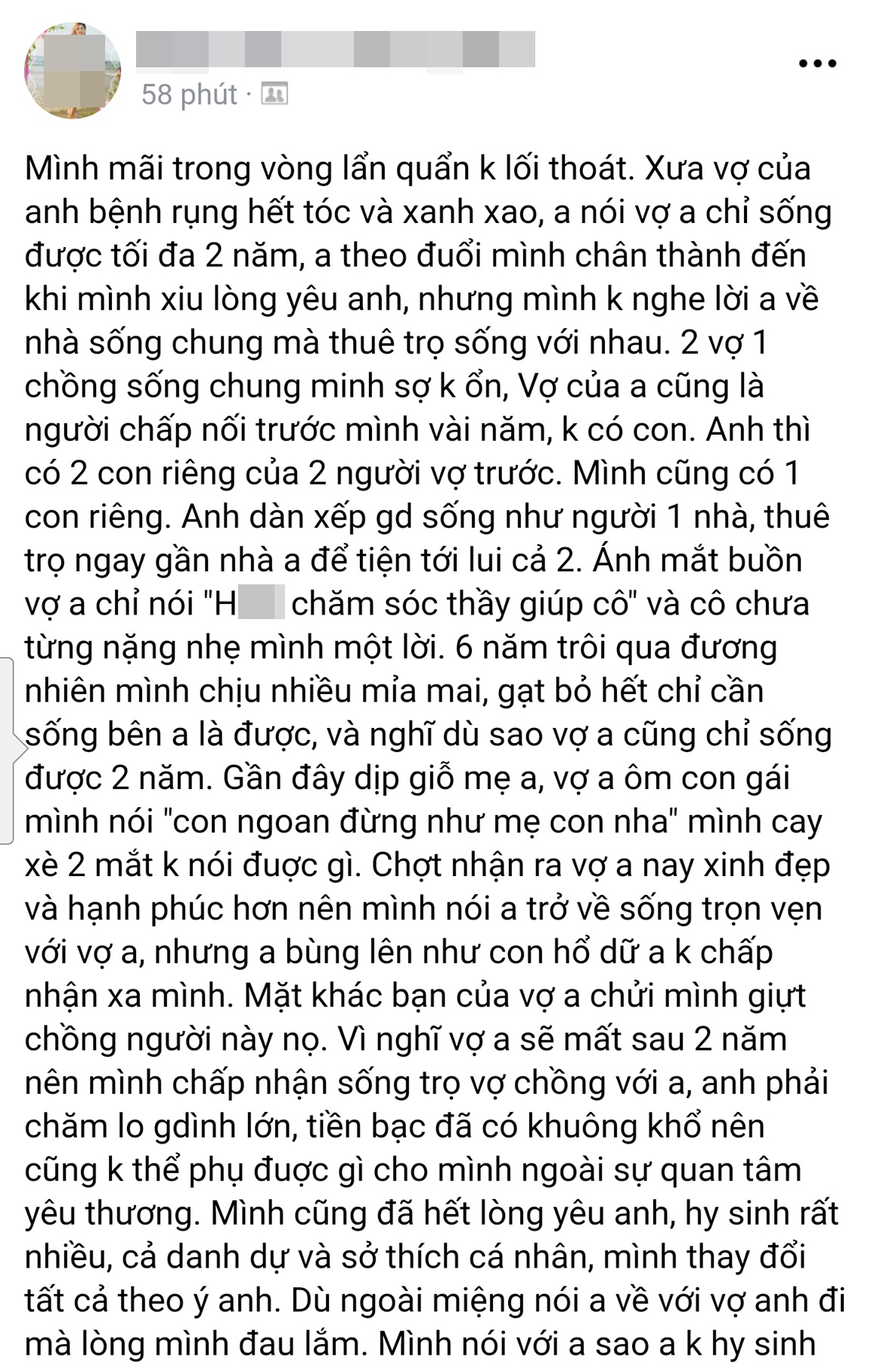Mẹ đơn thân kể chuyện sống cảnh 1 ông 2 bà ròng rã 6 năm vì chồng hờ dỗ vợ anh bệnh nặng, chỉ 2 năm là chết thôi - Ảnh 1. Mẹ đơn thân kể chuyện sống cảnh 1 ông 2 bà ròng rã 6 năm vì chồng hờ dỗ vợ anh bệnh nặng, chỉ 2 năm là chết thôi - Ảnh 1.