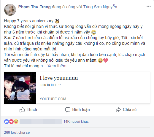 Gia đình trẻ Trang Lou - Tùng Sơn kỉ niệm 7 năm yêu, 2 năm cưới giản dị, viên mãn - Ảnh 1.