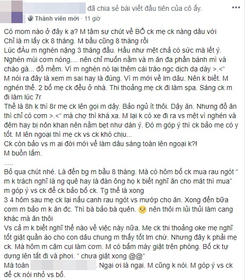 Được bố chồng giặt đồ hộ vẫn lên mạng kể khổ, cô gái bị chị em mắng: “Không biết về làm dâu hay làm bà hoàng” - Ảnh 1.