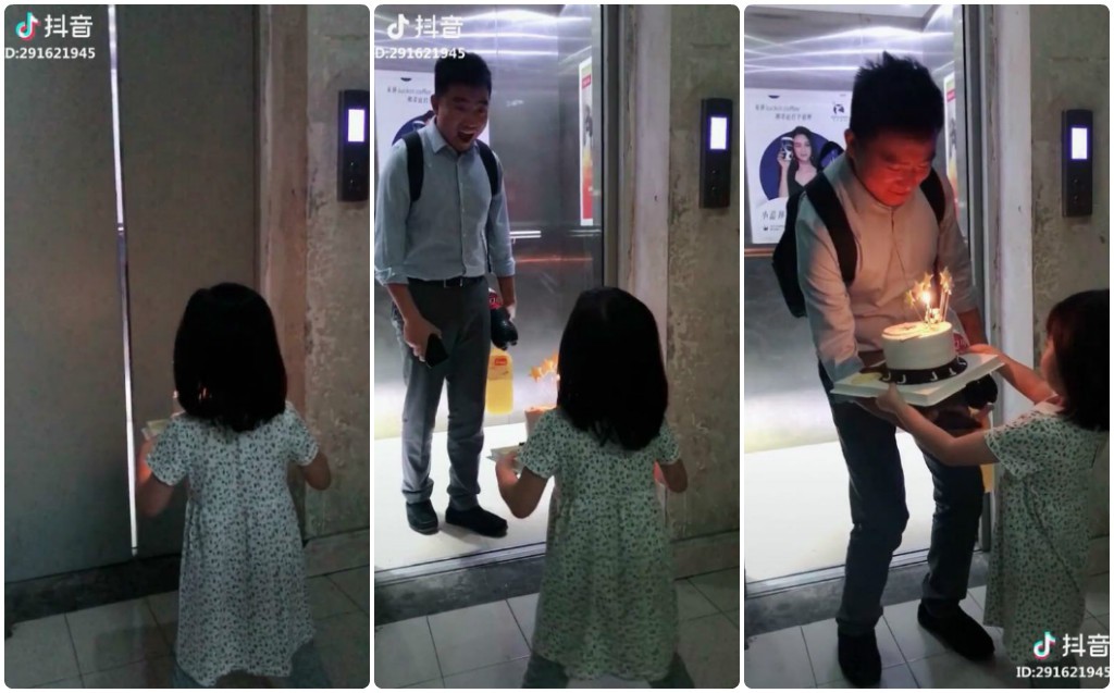 Mở cửa thang m&aacute;y, bố đứng h&igrave;nh trước m&oacute;n qu&agrave; bất ngờ từ c&ocirc; con g&aacute;i nhỏ - Ảnh 2.