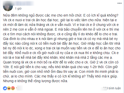 Chồng để vợ con ở nh&agrave; ngoại, d&agrave;nh tiền nu&ocirc;i em m&igrave;nh ăn học, c&ograve;n định nu&ocirc;i cả người y&ecirc;u của em, vợ bị d&acirc;n mạng mắng xơi xơi - Ảnh 1.