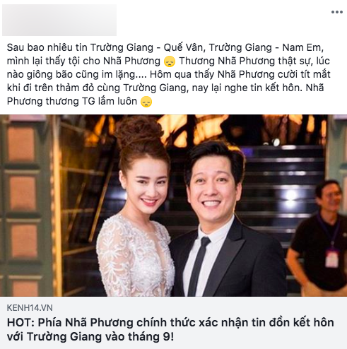 D&acirc;n mạng phản ứng thế n&agrave;o khi Trường Giang v&agrave; Nh&atilde; Phương chuẩn bị kết h&ocirc;n v&agrave;o th&aacute;ng 9? - Ảnh 1.