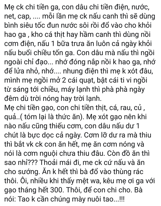 N&agrave;ng d&acirc;u l&ecirc;n mạng than thở mẹ chồng ki bo, t&iacute;nh to&aacute;n từng đồng: Cơm lỡ thiu th&igrave; bắt vợ chồng con ăn hết - Ảnh 2.