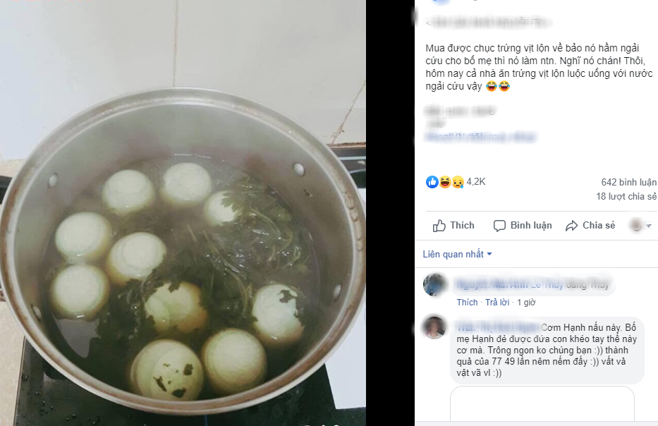 Đăng đàn chê em gái vụng, làm trứng vịt lộn hầm ngải cứu sai cách, nhưng dân mạng lại chỉ ra điều ''nghe rất sai nhưng lại quá đúng'' này - Ảnh 1. Đăng đàn chê em gái vụng, làm trứng vịt lộn hầm ngải cứu sai cách, nhưng dân mạng lại chỉ ra điều ''nghe rất sai nhưng lại quá đúng'' này - Ảnh 1.