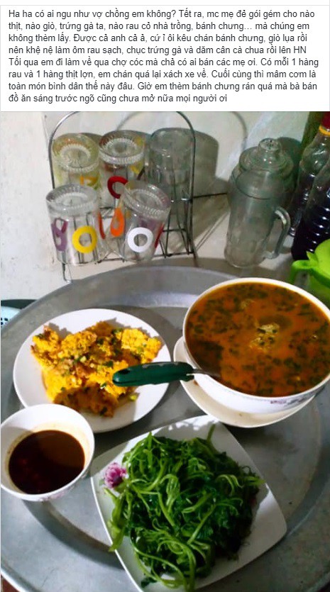 Từ chối th&ugrave;ng đồ qu&ecirc; của mẹ, vợ chồng trẻ kh&oacute;c r&ograve;ng b&ecirc;n m&acirc;m cơm đạm bạc ng&agrave;y đầu năm - Ảnh 1.