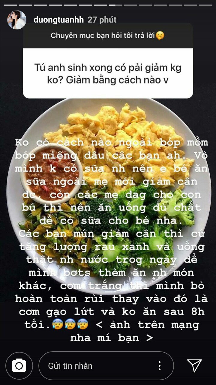 Á hậu Tú Anh chia sẻ bí quyết giảm cân đơn giản mà hiệu quả, nhanh chóng lấy lại vóc dáng chỉ sau 1 tháng sinh con - Ảnh 1. Á hậu Tú Anh chia sẻ bí quyết giảm cân đơn giản mà hiệu quả, nhanh chóng lấy lại vóc dáng chỉ sau 1 tháng sinh con - Ảnh 1.