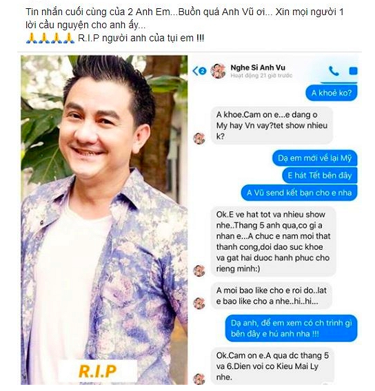 Đồng nghiệp chia sẻ tin nhắn cuối c&ugrave;ng với nghệ sĩ Anh Vũ, đọc dự định dở dang m&agrave; ai cũng x&oacute;t xa  - Ảnh 1.