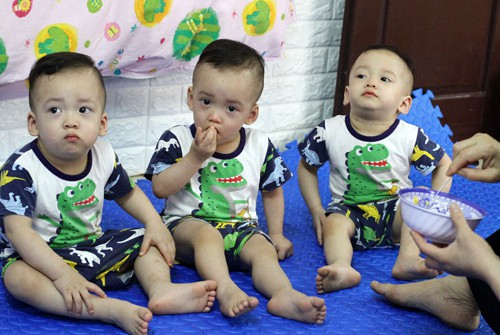 Mẹ trẻ ở Tuyên Quang sinh 3 bé trai giống hệt nhau, hiếm đến mức 200 triệu ca mới có 1 - Ảnh 2. Mẹ trẻ ở Tuyên Quang sinh 3 bé trai giống hệt nhau, hiếm đến mức 200 triệu ca mới có 1 - Ảnh 2.