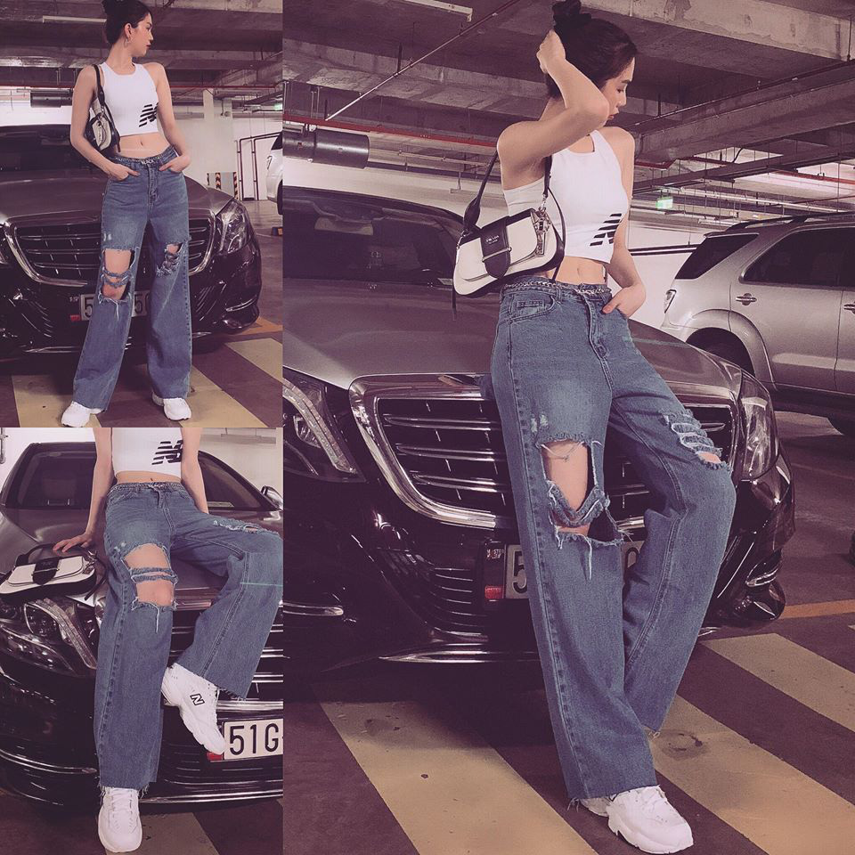 Ngọc Trinh d&aacute;ng chuẩn n&ecirc;n mặc quần jeans đẹp m&ecirc; l&agrave; đương nhi&ecirc;n, mỗi tội lại c&oacute; đ&ocirc;i lần mix đồ hơi lỗi - Ảnh 4.