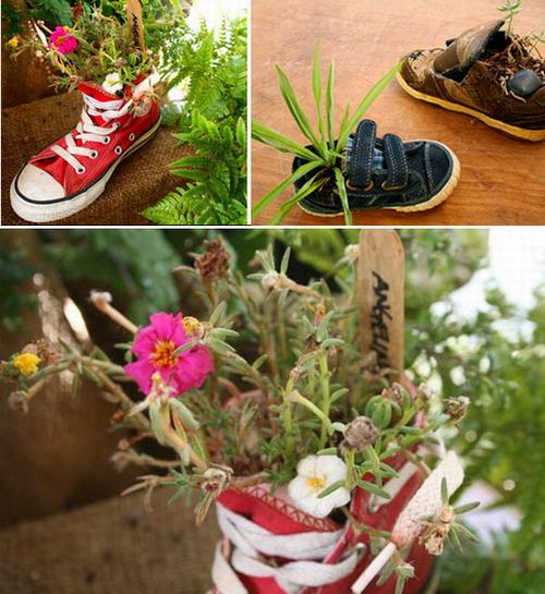 shoescontainergarden45 cc408 Có tới 1001 cách tận dụng giày cũ để trồng hoa trong vườn