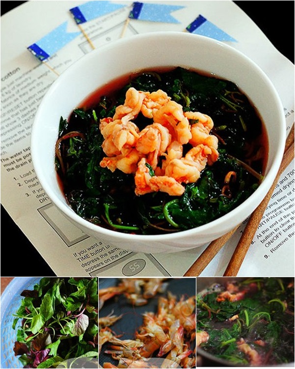 Canh rau dền nấu tôm