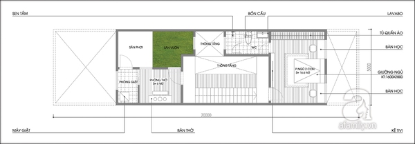 Tư vấn thiết kế và bố trí nội thất cho nhà ống có 2 khoảng vườn xanh 3 Tư vấn thiết kế và bố trí nội thất cho nhà ống có 2 khoảng vườn xanh 3
