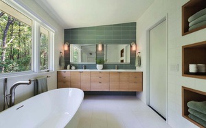 Nhìn ngắm vẻ đẹp khiến tim bạn rụng rời của những mẫu phòng tắm mang phong cách Midcentury