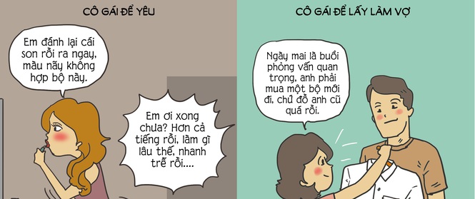 Tranh vui: Khác biệt "nhìn tận mắt" giữa cô gái để yêu và cô gái để lấy làm vợ
