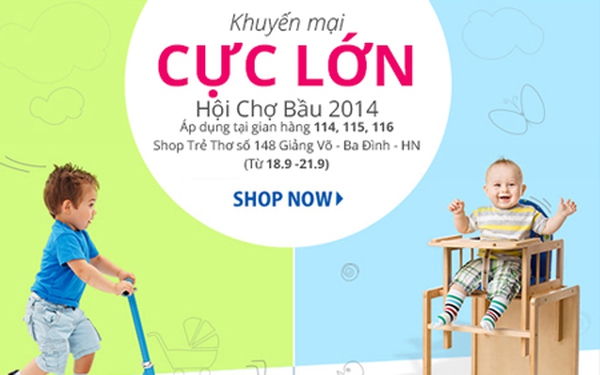 Shop Trẻ Thơ khuyến mãi lớn lên tới 60%