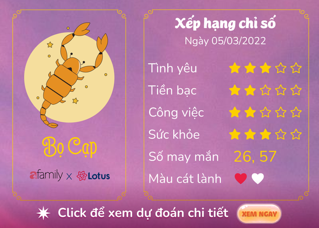 Thứ Bảy ngày 5/3/2022 của 12 Cung Hoàng Đạo: Xử Nữ dễ thay đổi tâm trạng - Ảnh 8. Thứ Bảy ngày 5/3/2022 của 12 Cung Hoàng Đạo: Xử Nữ dễ thay đổi tâm trạng - Ảnh 8.