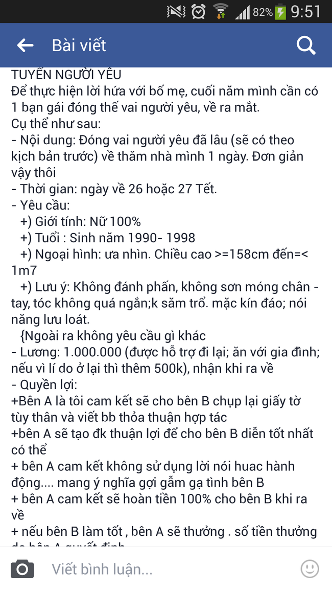 Cười vỡ bụng vì thông báo tuyển người yêu dịp Tết, lương 1 triệu đồng - Ảnh 2.