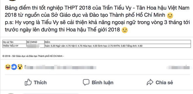 Lộ bảng điểm thi THPT quốc gia to&agrave;n dưới 5 nhưng t&acirc;n Hoa hậu Việt Nam 2018 c&oacute; thực sự học dốt? - Ảnh 1.