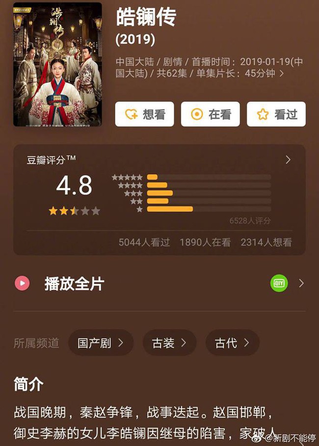 Hạo Lan truyện bị ch&ecirc; tơi tả, diểm Douban dưới mức trung b&igrave;nh, kh&aacute;n giả k&ecirc;u g&agrave;o: Vu Ch&iacute;nh bớt ảo tưởng  - Ảnh 1.