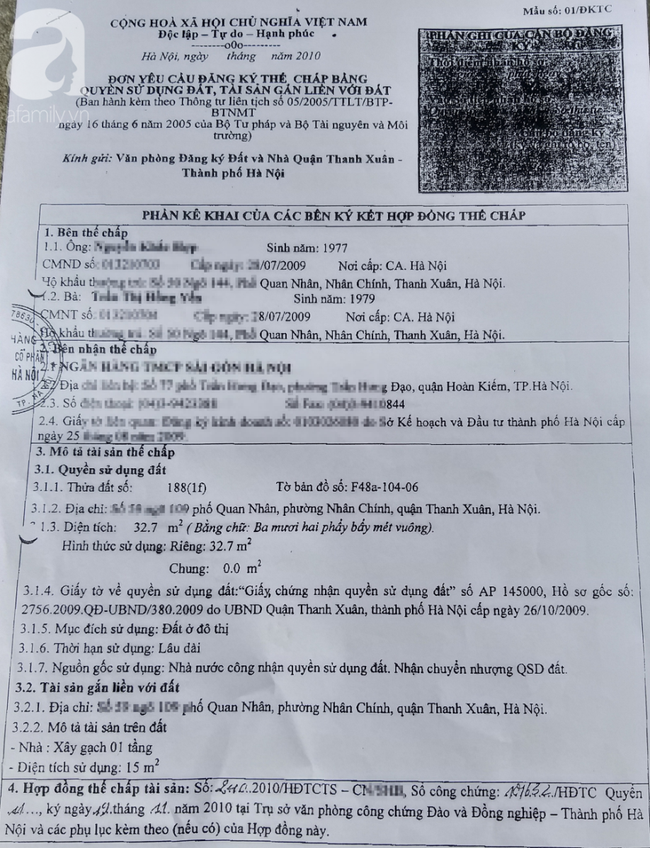 Vụ người người phụ nữ tự vẫn tại nhà riêng ở Hà Nội: Lộ ra hợp đồng thế chấp của chủ cũ - Ảnh 3.