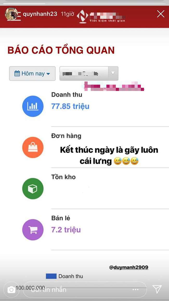Bạn g&aacute;i Duy Mạnh kể khổ l&agrave;m việc g&atilde;y lưng, nhưng nh&igrave;n tới doanh thu 1 ng&agrave;y th&igrave; ai nấy đều cho&aacute;ng v&aacute;ng - Ảnh 1.