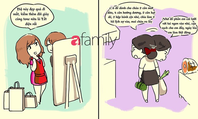 Tết đến c&ugrave;ng một nơi, nhưng giữa team bỉm sữa v&agrave; g&aacute;i độc th&acirc;n vẫn kh&aacute;c nhau trời vực thế n&agrave;y - Ảnh 2.