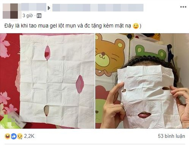 Tưởng vớ m&oacute;n hời khi mua gel lột mụn được tặng mặt nạ, c&ocirc; n&agrave;ng khiến d&acirc;n mạng cười b&ograve; khi đem ra sử dụng - Ảnh 1.