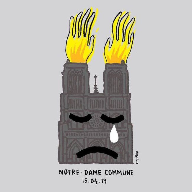 Nh&agrave; thờ Đức B&agrave; Paris ch&igrave;m trong biển lửa, d&acirc;n mạng b&agrave;ng ho&agrave;ng chia sẻ những bức tranh chan chứa t&igrave;nh cảm cầu nguyện cho Paris - Ảnh 10.