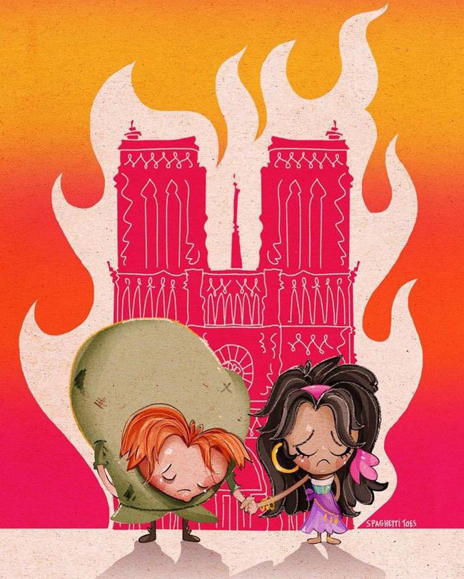 Nh&agrave; thờ Đức B&agrave; Paris ch&igrave;m trong biển lửa, d&acirc;n mạng b&agrave;ng ho&agrave;ng chia sẻ những bức tranh chan chứa t&igrave;nh cảm cầu nguyện cho Paris - Ảnh 14.