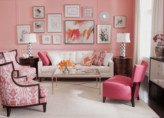 Những mẫu phòng khách màu hồng khiến bạn lúc nào cũng muốn về nhà - Ảnh 1.