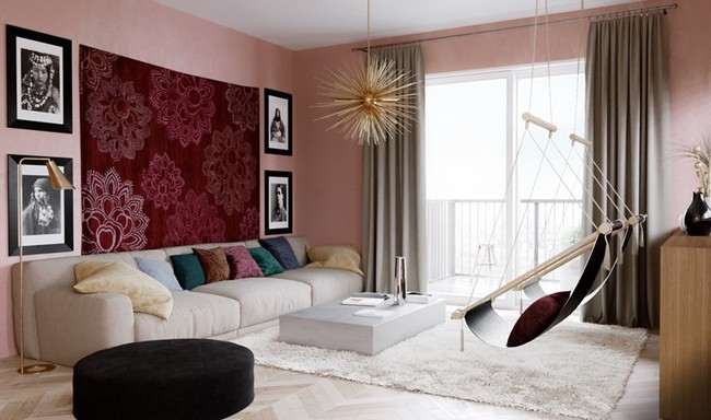 Những mẫu phòng khách màu hồng khiến bạn lúc nào cũng muốn về nhà - Ảnh 11.