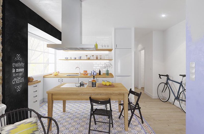 Sơn trắng toàn bộ không gian kết hợp nội thất gỗ - màu công thức cho một căn bếp nhỏ tinh tế và hiện đại - Ảnh 4.