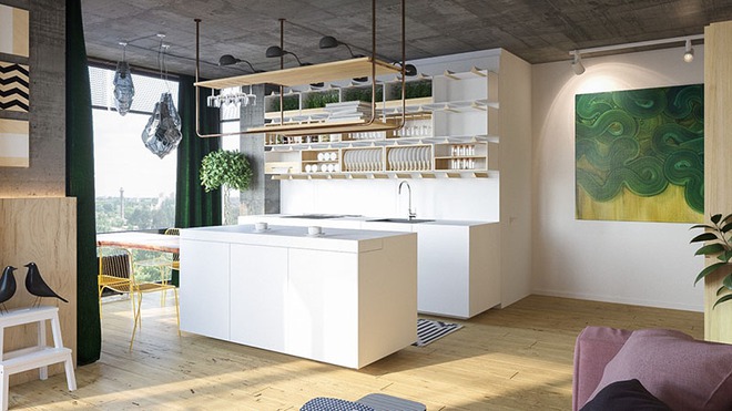 Sơn trắng toàn bộ không gian kết hợp nội thất gỗ - màu công thức cho một căn bếp nhỏ tinh tế và hiện đại - Ảnh 14.