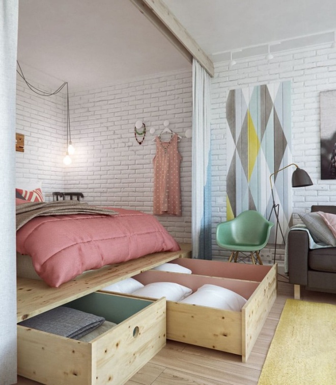 Thiết kế giường giật cấp giúp phòng ngủ nhỏ vừa rộng hơn lại vừa đẹp miễn chê - Ảnh 2.