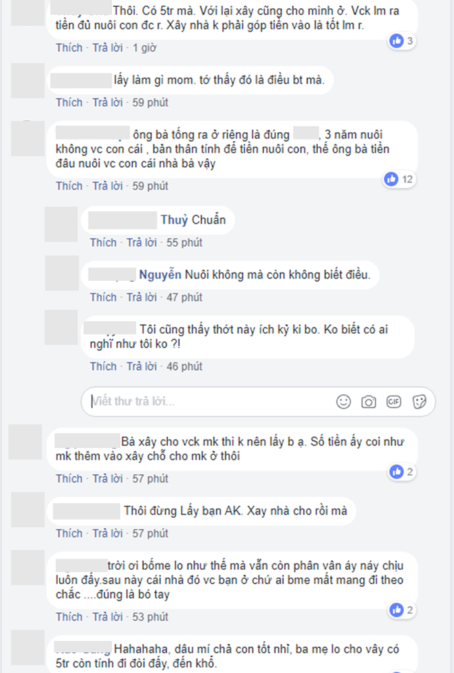 3 năm trời bố mẹ chồng nuôi không, đến khi vay con dâu 5 triệu xây nhà thì con dâu chi li đăng đàn tính toán - Ảnh 2.