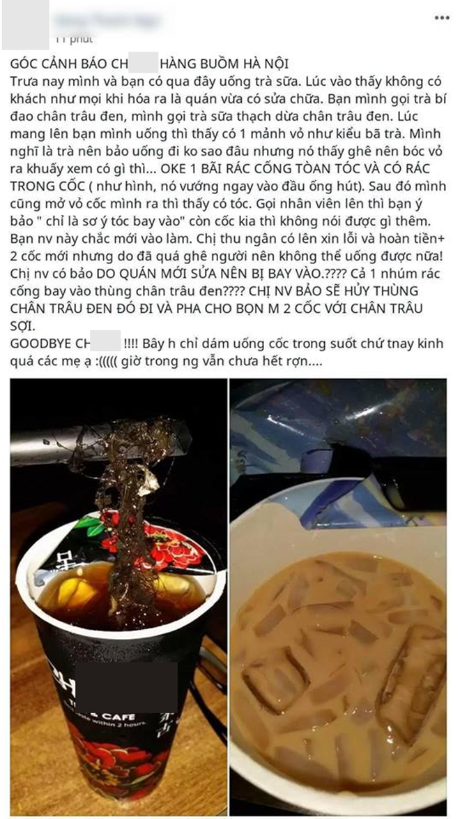 Tố trà sữa của một thương hiệu có tiếng Hà Nội có cả búi tóc và rác, khách hàng còn bị nghi ngờ bịa chuyện chơi xấu - Ảnh 1.