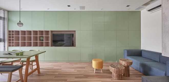 Ngôi nhà 40m² màu xanh matcha với thiết kế tầng lửng nhìn là yêu của gia đình trẻ - Ảnh 3.