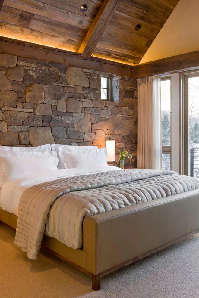 17 kiểu phòng ngủ với tường đá và gạch thô đáp ứng mọi sở thích của người chuộng phong cách này - Ảnh 3.