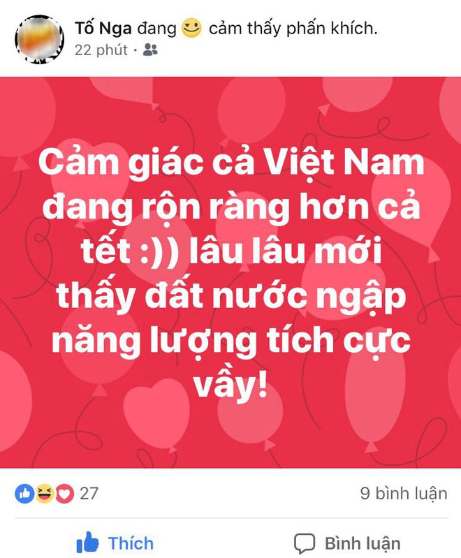 Muôn cách mừng chiến thắng U23 Việt Nam: Các mẹ đăng status dạt dào cảm xúc, hội thanh niên ùa ra đường hôn nhau - Ảnh 5.